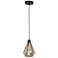 Adwickle 6.7" Wide Black Mini Pendant With Natural Fabric Shade