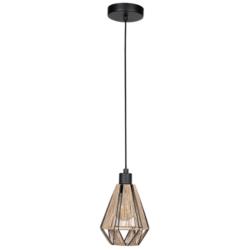 Adwickle 6.7&quot; Wide Black Mini Pendant With Natural Fabric Shade
