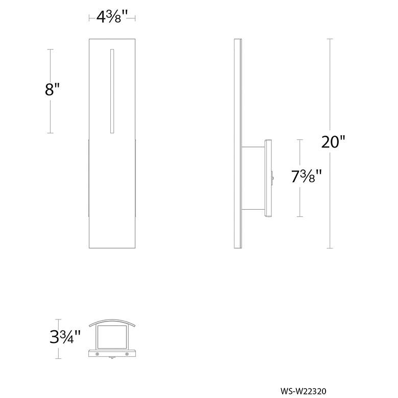 Image 5 Aegis 20"H x 4.38"W 1-Light Outdoor Wall Light in Black more views