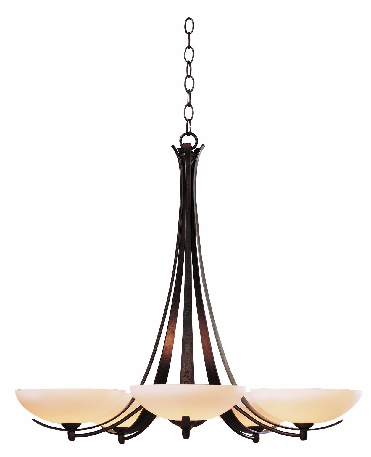 Image 2 Aegis 31.3" Wide 5 Arm Dark Smoke Chandelier With Opal Glass Shade