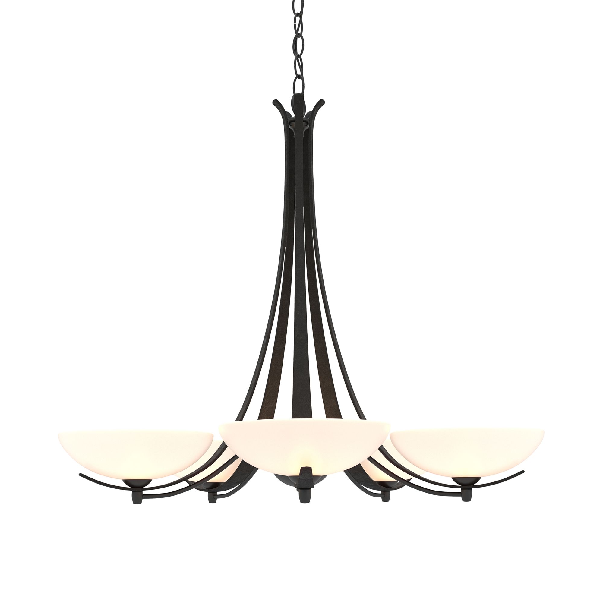 Image 3 Aegis Black 5 Arm Chandelier With Opal Glass more views