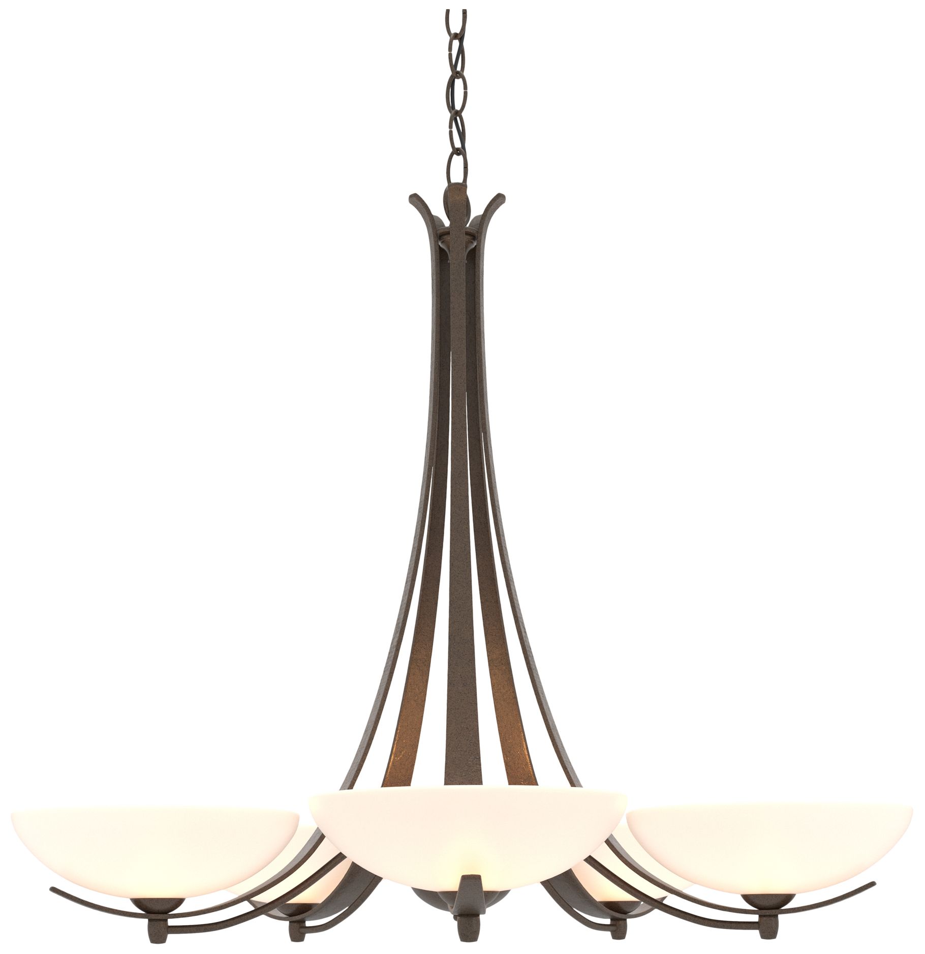 Aegis Bronze 5 Arm Chandelier With Opal Glass - Made to Order