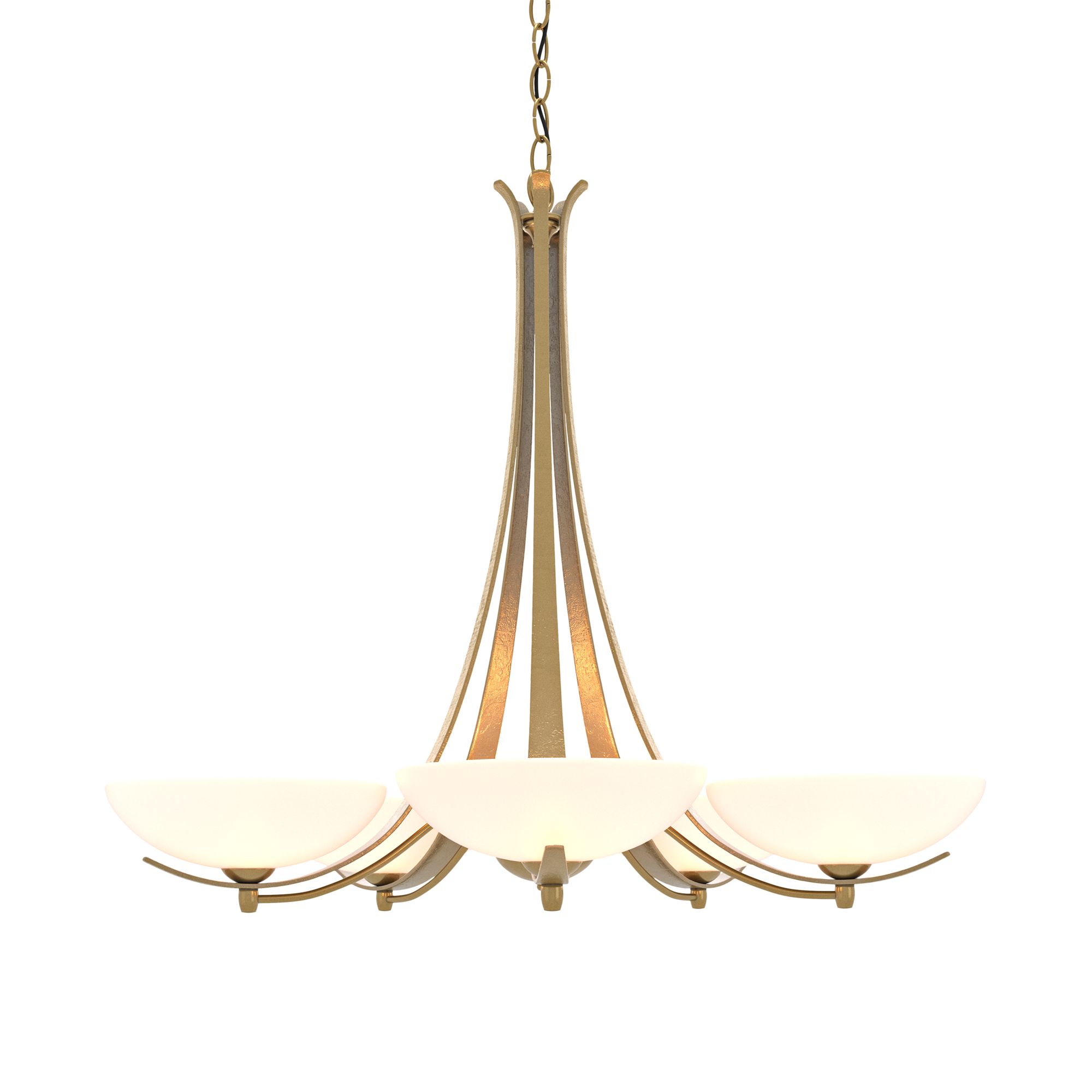 Image 3 Aegis Modern Brass 5 Arm Chandelier With Opal Glass more views