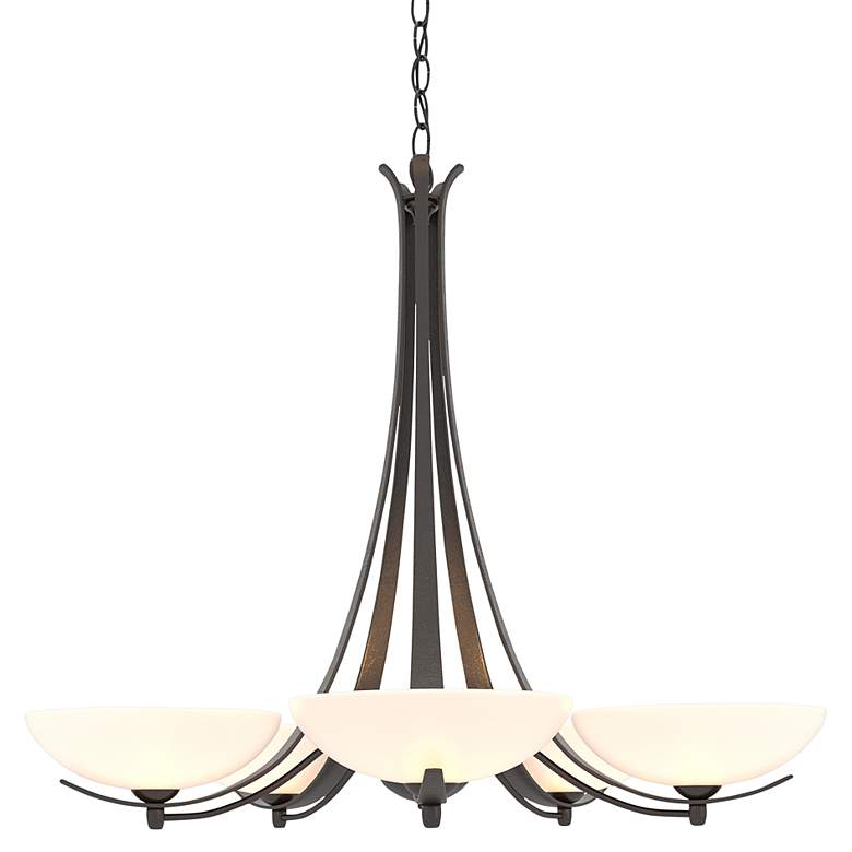 Image 1 Aegis Oil Rubbed Bronze 5 Arm Chandelier With Opal Glass