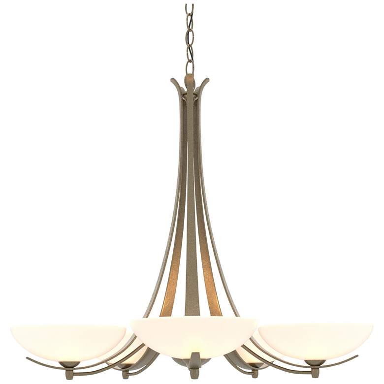 Image 1 Aegis Soft Gold 5 Arm Chandelier With Opal Glass