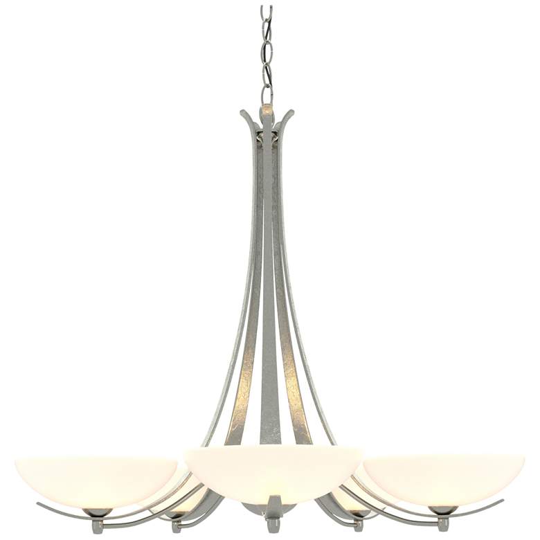 Image 1 Aegis Sterling 5 Arm Chandelier With Opal Glass
