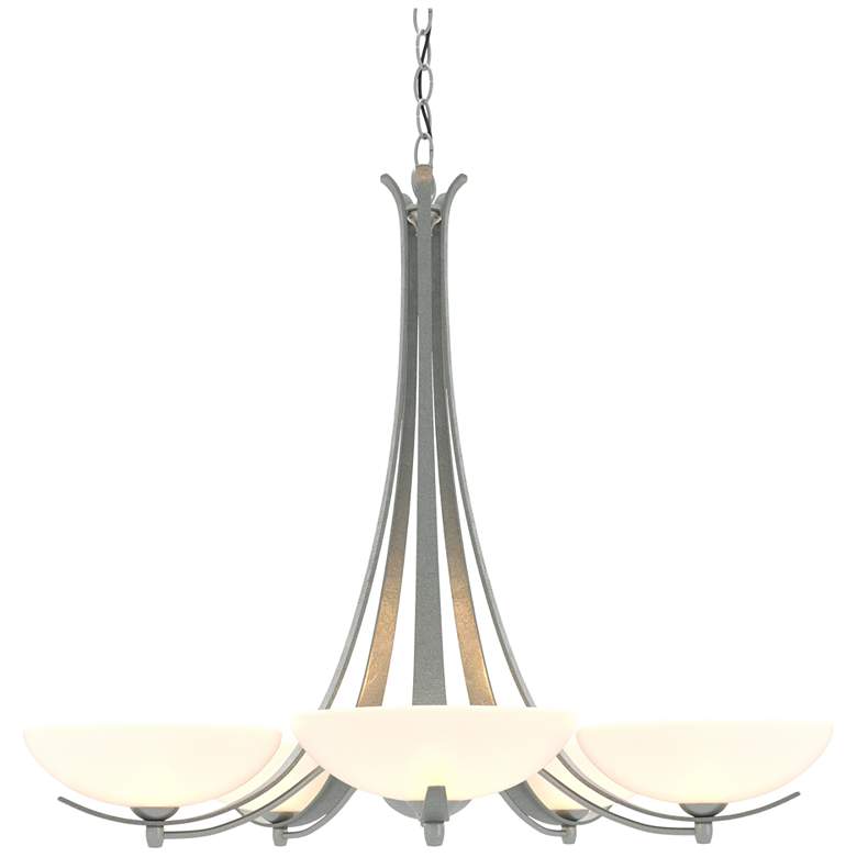 Image 1 Aegis Vintage Platinum 5 Arm Chandelier With Opal Glass