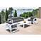 Aelani Outdoor 4 piece Set in White Finish and Charcoal Cushions