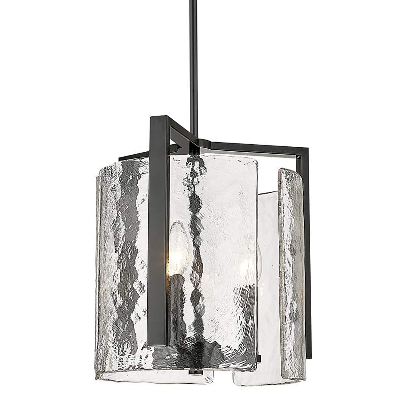 Image 2 Aenon 13" Wide Matte Black 3-Light Pendant w/ Water Glass