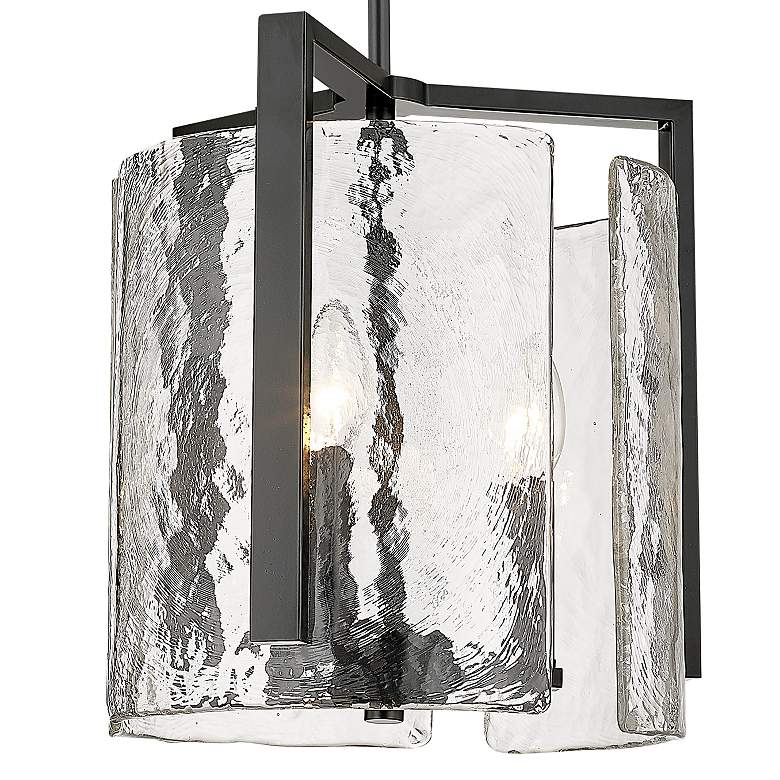 Image 3 Aenon 13" Wide Matte Black 3-Light Pendant w/ Water Glass more views