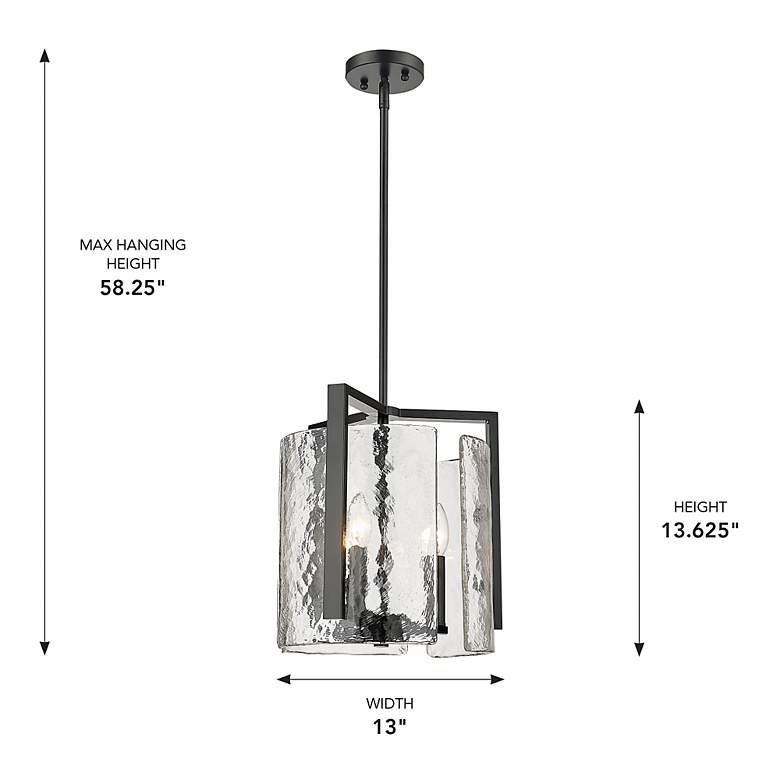Image 7 Aenon 13" Wide Matte Black 3-Light Pendant w/ Water Glass more views