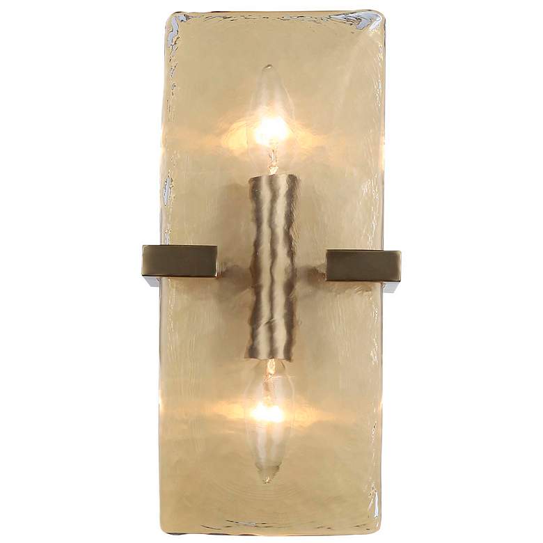 Image 1 Aenon 2-Light Wall Sconce in Brushed Champ Bronze with Hammered Water Glass