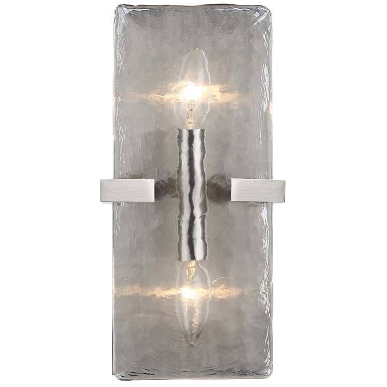 Image 1 Aenon 2-Light Wall Sconce in Pewter with Hammered Water Glass