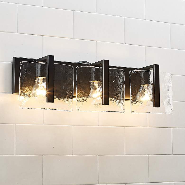 Image 1 Aenon 21 3/4" Wide Matte Black 3-Light Vanity Bath Light