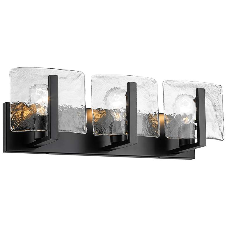 Image 1 Aenon 21 3/4 inch Wide Vanity Light in Matte Black with Hammered Water Gla