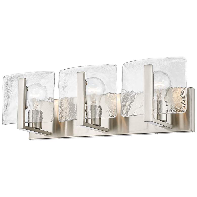 Image 2 Aenon 21 3/4" Wide Vanity Light in Pewter with Hammered Water Glass