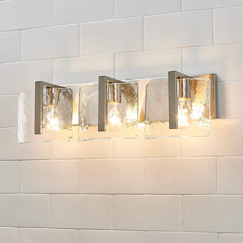 Image 1 Aenon 21 3/4" Wide Vanity Light in Pewter with Hammered Water Glass