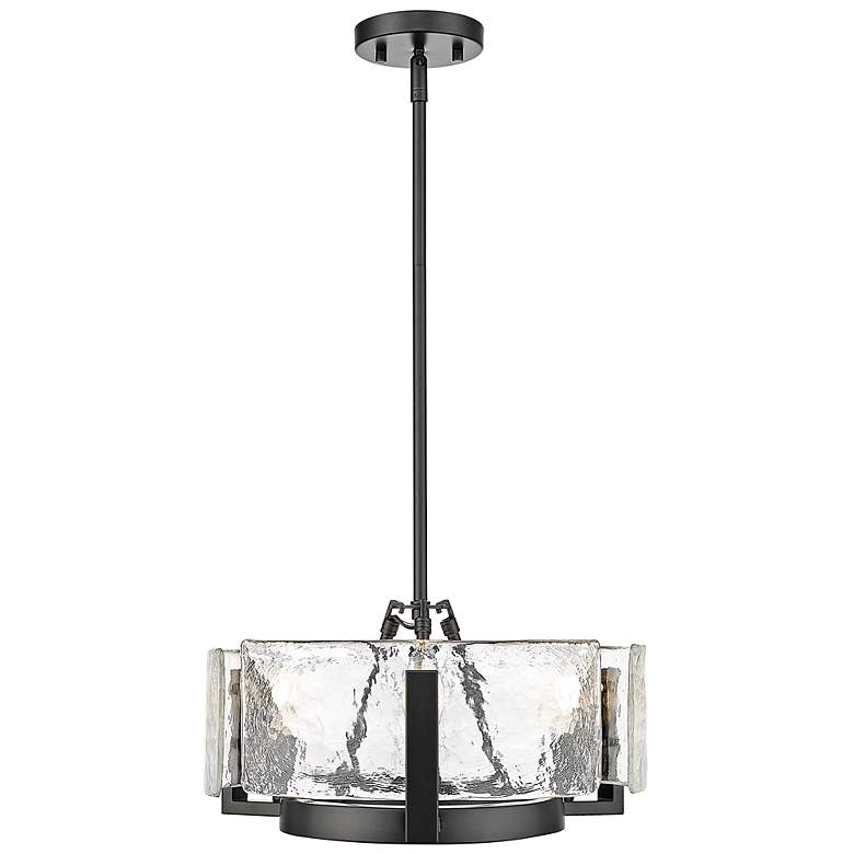 Image 1 Aenon 3-Light Chandelier in Matte Black with Hammered Water Glass