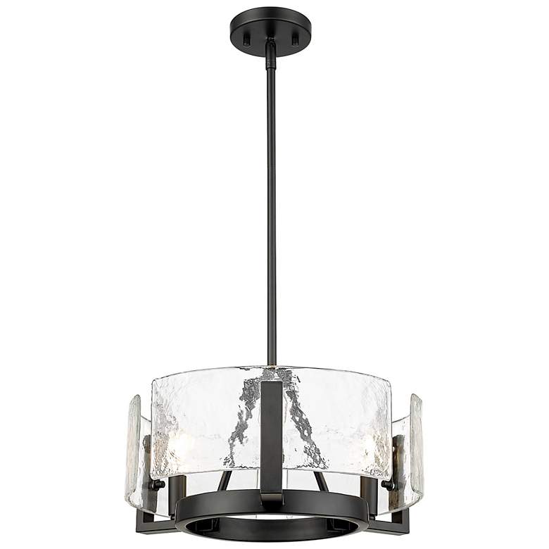 Image 3 Aenon 3-Light Chandelier in Matte Black with Hammered Water Glass more views
