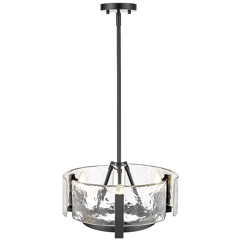 Image 4 Aenon 3-Light Chandelier in Matte Black with Hammered Water Glass more views