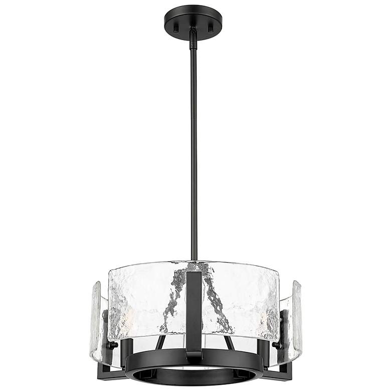 Image 6 Aenon 3-Light Chandelier in Matte Black with Hammered Water Glass more views