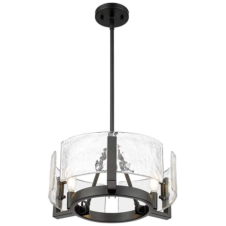 Image 7 Aenon 3-Light Chandelier in Matte Black with Hammered Water Glass more views