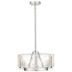 Aenon 3-Light Chandelier in Pewter with Hammered Water Glass