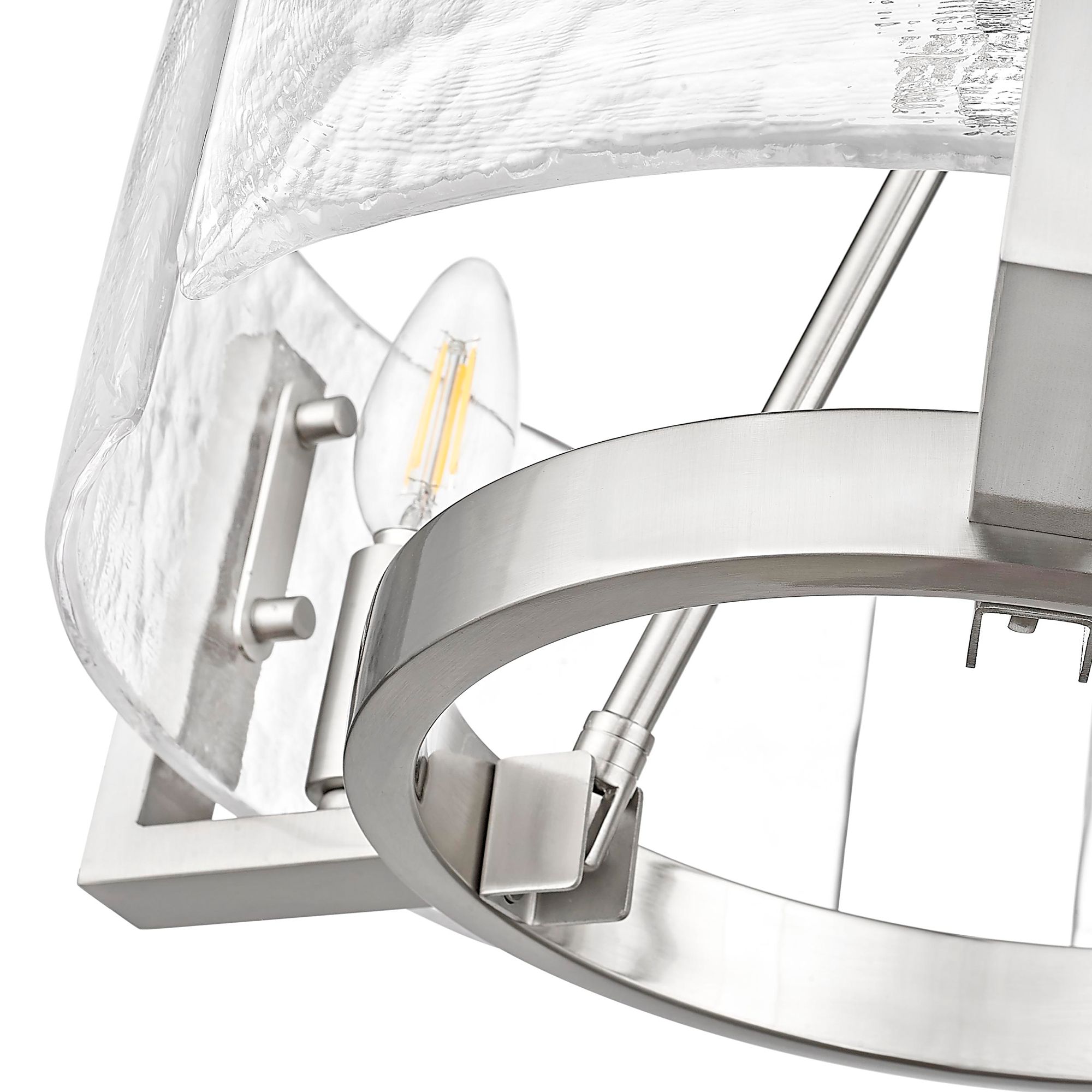 Aenon 3-Light Chandelier in Pewter with Hammered Water Glass