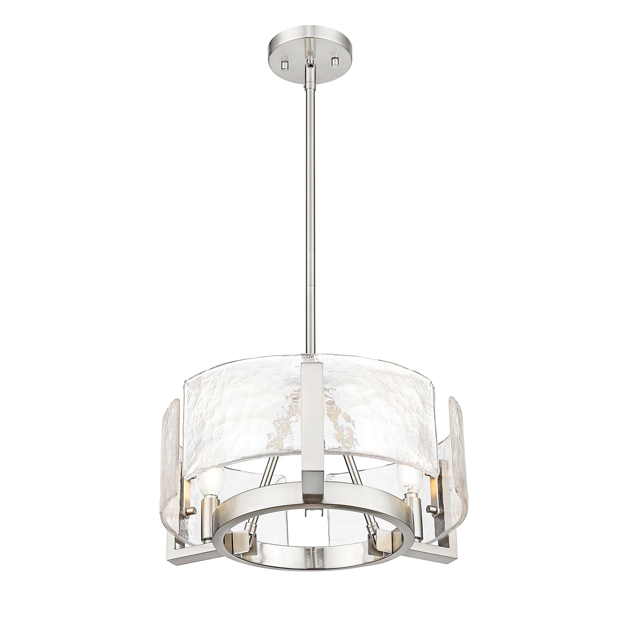 Aenon 3-Light Chandelier in Pewter with Hammered Water Glass