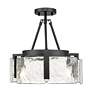 Thumbnail2 of Aenon 3-Light Semi-Flush in Matte Black with Hammered Water Glass Shade more views