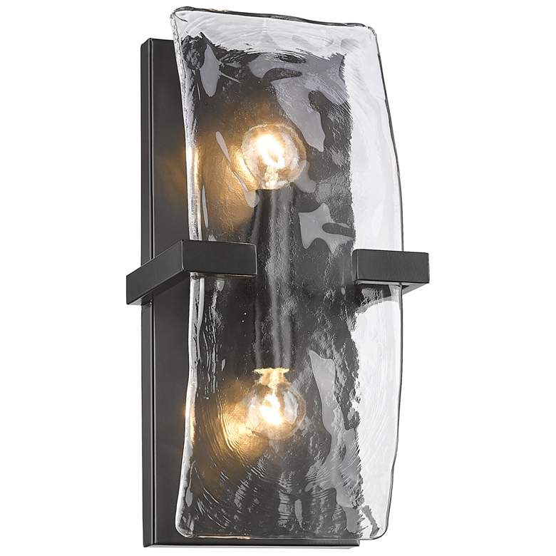 Image 1 Aenon 6 1/4" Wide Matte Black 2-Light Wall Sconce with Hammered Water