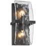 Aenon 6 1/4" Wide Matte Black 2-Light Wall Sconce with Hammered Water 