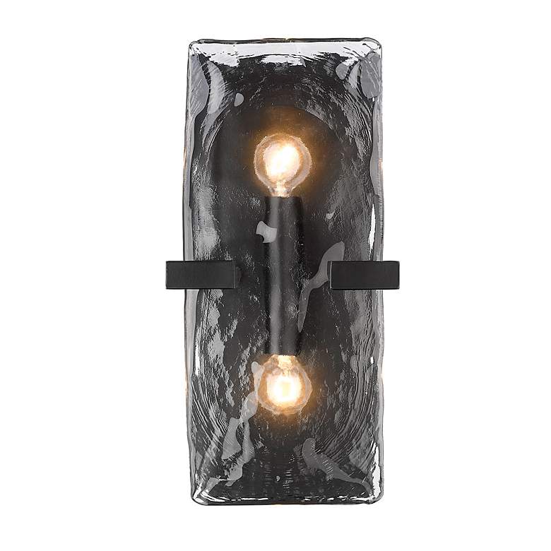 Image 3 Aenon 6 1/4" Wide Matte Black 2-Light Wall Sconce with Hammered Water more views