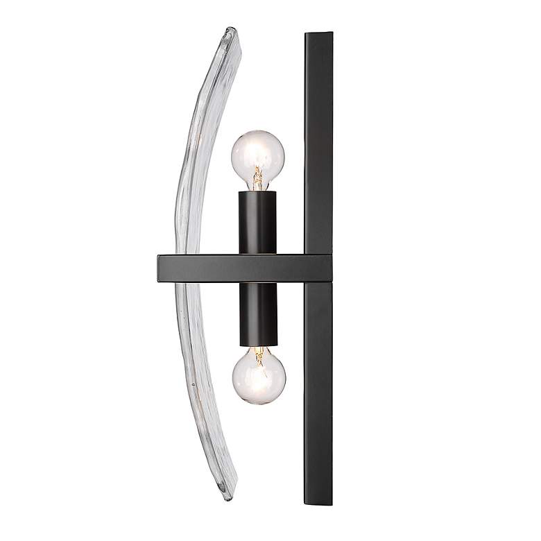 Image 4 Aenon 6 1/4" Wide Matte Black 2-Light Wall Sconce with Hammered Water more views