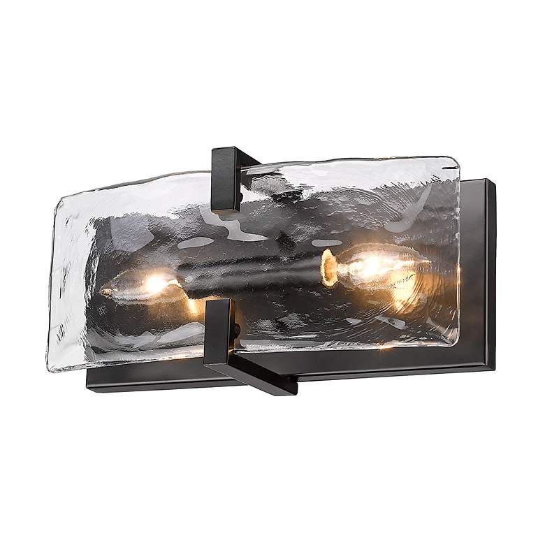 Image 5 Aenon 6 1/4" Wide Matte Black 2-Light Wall Sconce with Hammered Water more views