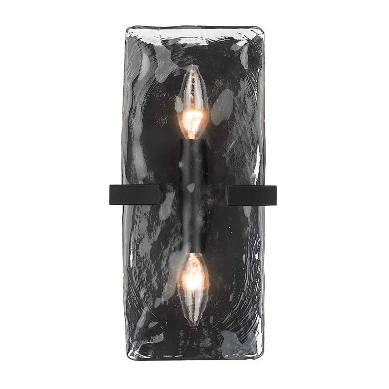 Image 6 Aenon 6 1/4" Wide Matte Black 2-Light Wall Sconce with Hammered Water more views