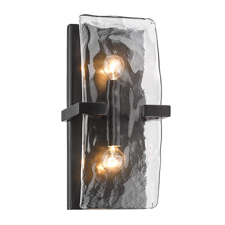 Image 7 Aenon 6 1/4" Wide Matte Black 2-Light Wall Sconce with Hammered Water more views