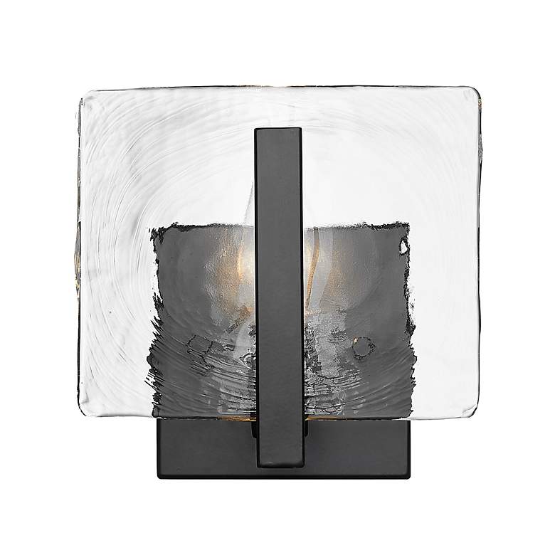 Image 3 Aenon 6 3/4" High Matte Black Sconce w/ Hammered Water Glass more views