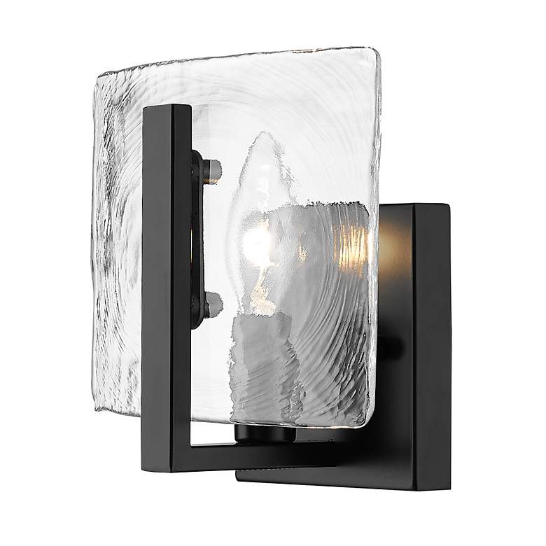 Image 4 Aenon 6 3/4" High Matte Black Sconce w/ Hammered Water Glass more views