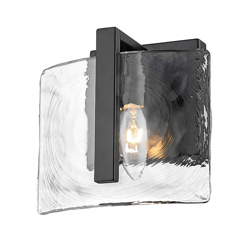 Image 5 Aenon 6 3/4" High Matte Black Sconce w/ Hammered Water Glass more views