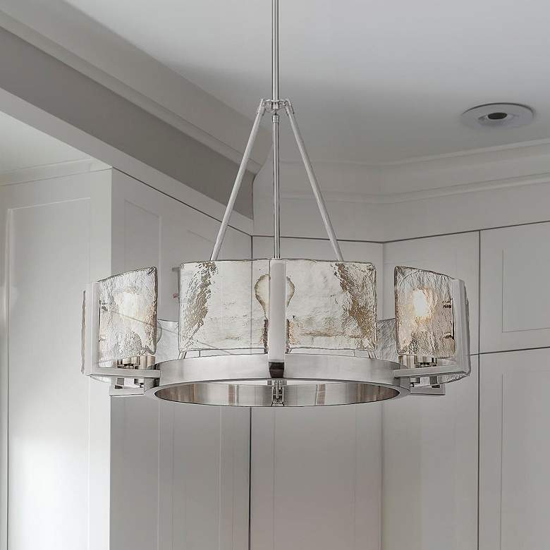 Image 1 Aenon 6-Light Chandelier in Pewter with Hammered Water Glass