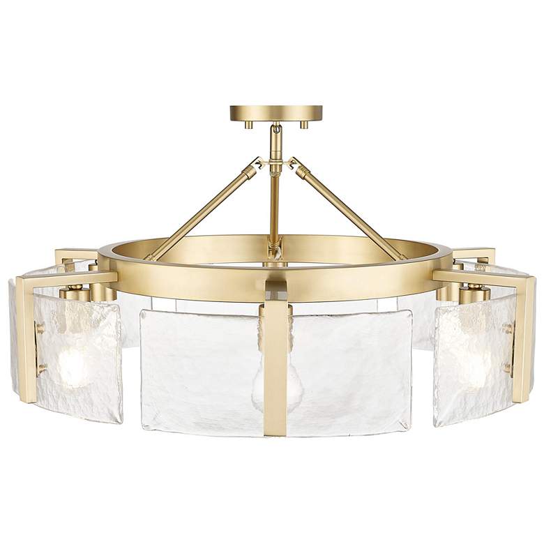 Image 1 Aenon 6-Light Semi-Flush Brushed Champ Bronze w Hammered Water Glass Shade