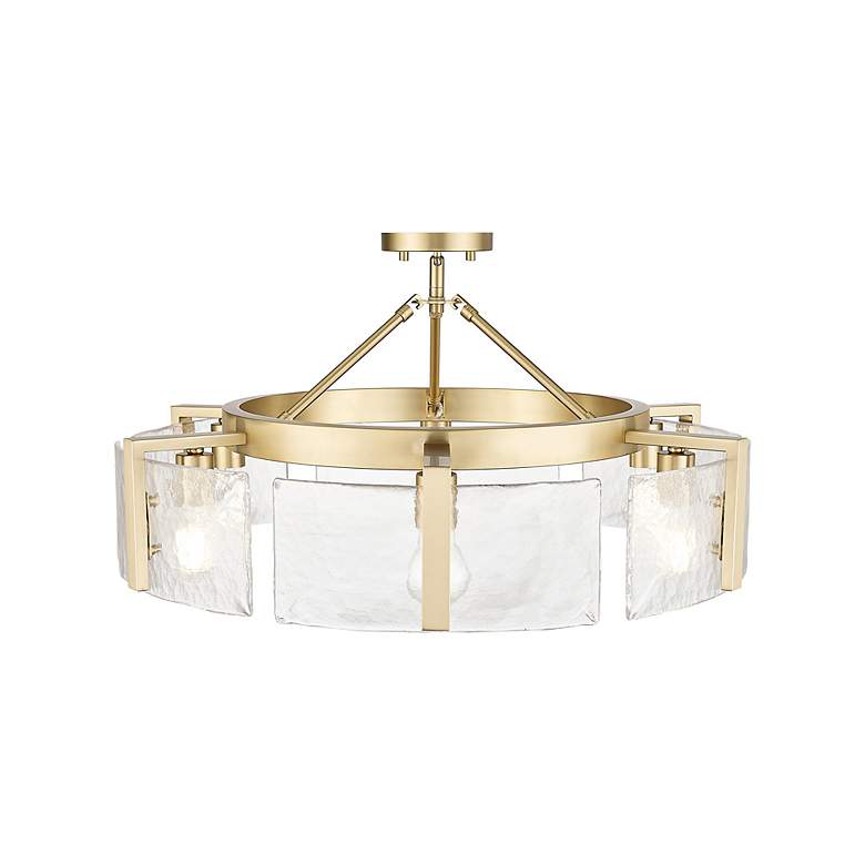 Image 2 Aenon 6-Light Semi-Flush Brushed Champ Bronze w Hammered Water Glass Shade more views