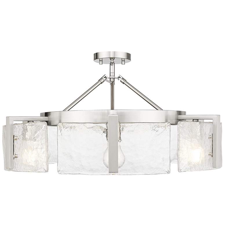 Image 1 Aenon 6-Light Semi-Flush in Pewter with Hammered Water Glass Shade