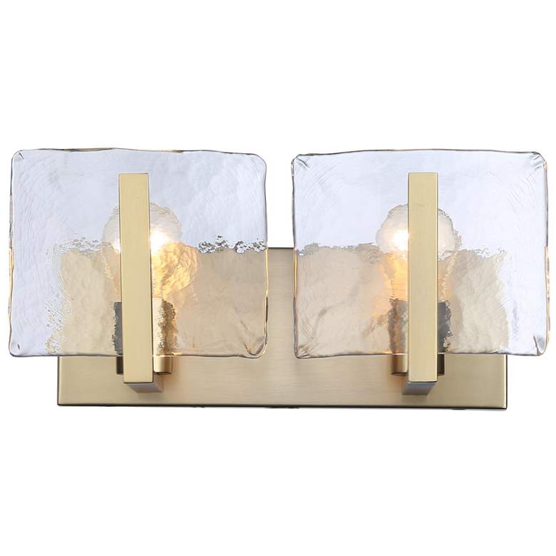 Image 1 Aenon BCB 2 Light Bath Vanity Brushd Cham Bronze w Hammer Water Glass Shade