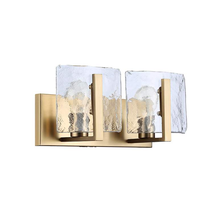 Image 3 Aenon BCB 2 Light Bath Vanity Brushd Cham Bronze w Hammer Water Glass Shade more views
