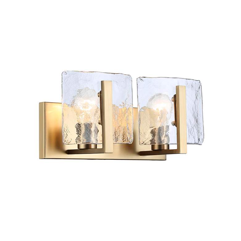 Image 4 Aenon BCB 2 Light Bath Vanity Brushd Cham Bronze w Hammer Water Glass Shade more views