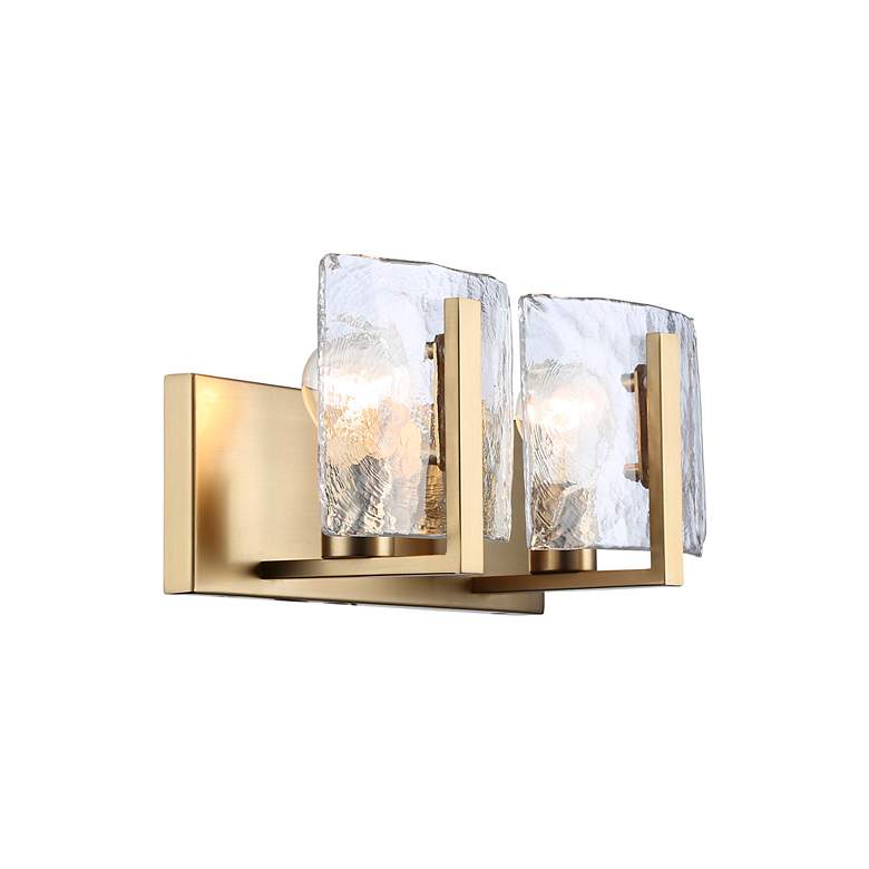 Image 5 Aenon BCB 2 Light Bath Vanity Brushd Cham Bronze w Hammer Water Glass Shade more views