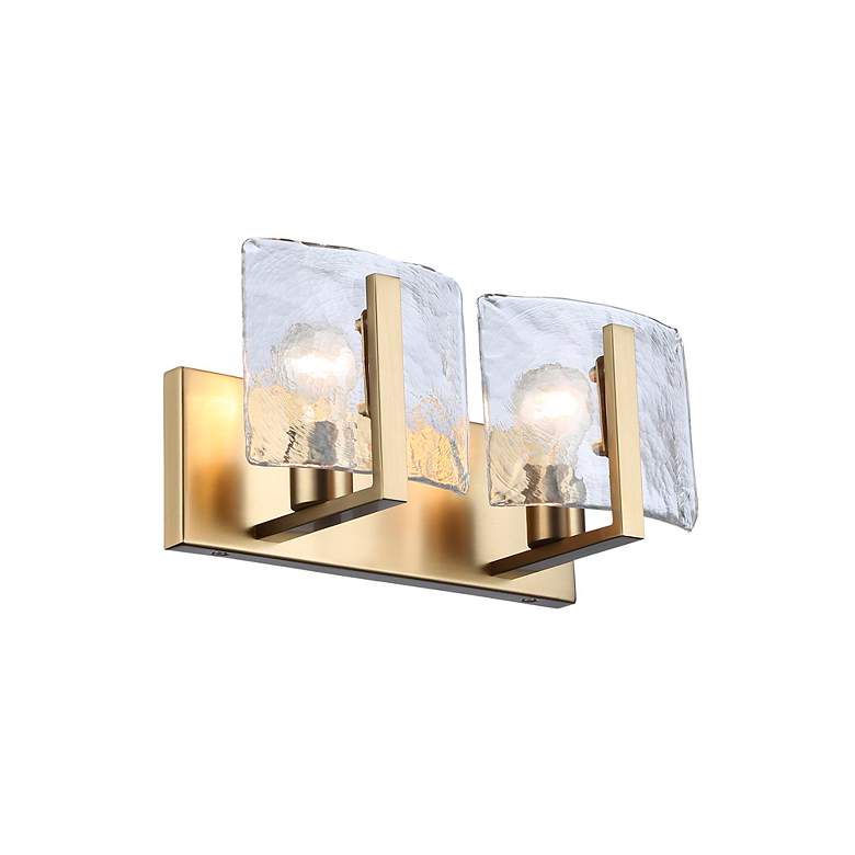 Image 6 Aenon BCB 2 Light Bath Vanity Brushd Cham Bronze w Hammer Water Glass Shade more views
