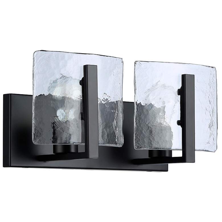 Image 2 Aenon BLK 2 Light Bath Vanity in Matte Balck w Hammered Water Glass Shade more views